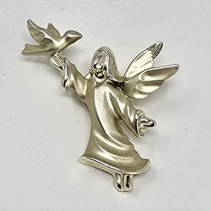 Vtg Gigi Giusti guardian angel dove brooch pin gold tone